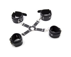 Бондажные черные BDSM наручники и поножи