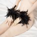 Стильные черные BDSM наручники на золотой цепочке Стильные черные BDSM наручники на золотой цепочке