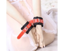 Черно-красные классические BDSM наручники-foto2