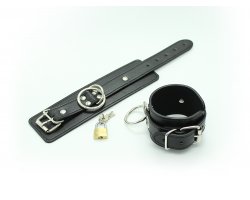 Черные BDSM наручники с замком-foto5