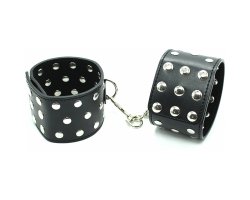 Стильные BDSM наручники в заклепках Стильные BDSM наручники в заклепках
