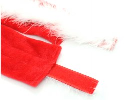 Красные плюшевые поножи с белым мехом-foto3