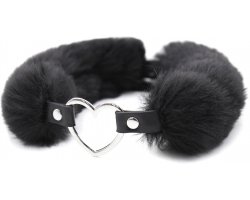Пушистый черный ошейник с сердечком-foto3