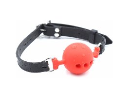 Красно-черный кляп из силикона, Ø 4,5 см-foto3