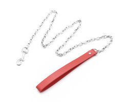 Красный поводок к БДСМ аксессуарам с цепочкой 84 см-foto2