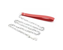 Красный поводок к БДСМ аксессуарам с цепочкой 84 см-foto3