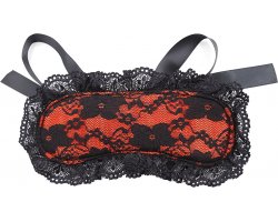 Маска с черным кружевом красная
