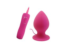 Анальная вибропробка «Mega Anal Plug», розовая, 13 см, Ø 7,2 см-foto3