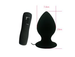 Анальная вибропробка «Mega Anal Plug», черная, 13 см, Ø 7,2 см-foto2