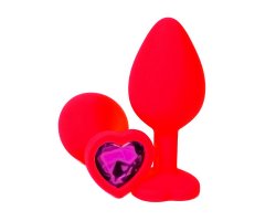 Красная силиконовая пробка с розовым стразом-сердцем M, Ø 3,2 см