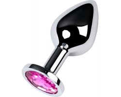 Металлическая серебристая пробка с розовым стразом S, Ø 2,5 см Металлическая серебристая пробка с розовым стразом S, Ø 2,5 см