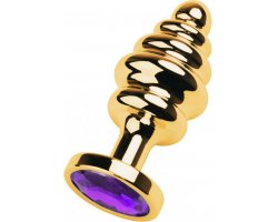 Рифленая золотая пробка с фиолетовым стразом M, Ø 3,4 см Рифленая золотая пробка с фиолетовым стразом M, Ø 3,4 см