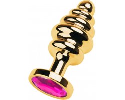 Рифленая золотая пробка с розовым стразом M, Ø 3,4 см Рифленая золотая пробка с розовым стразом M, Ø 3,4 см