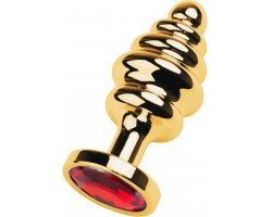 Рифленая золотая пробка с красным стразом M, Ø 3,4 см Рифленая золотая пробка с красным стразом M, Ø 3,4 см