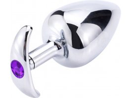 Серебристая пробка с фиолетовым стразом M, Ø 3,4 см, 8,3 см