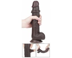 Большой реалистичный фаллос на присоске Sliding Skin Cock, черный, 24 см, Ø 4,5 см-foto6