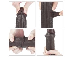 Большой реалистичный фаллос на присоске Sliding Skin Cock, черный, 24 см, Ø 4,5 см-foto13