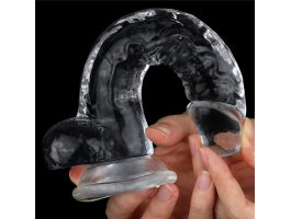 Прозрачный фаллоимитатор на присоске с мошонкой Clear Dildo, 19 см, Ø 3,5 см-foto3