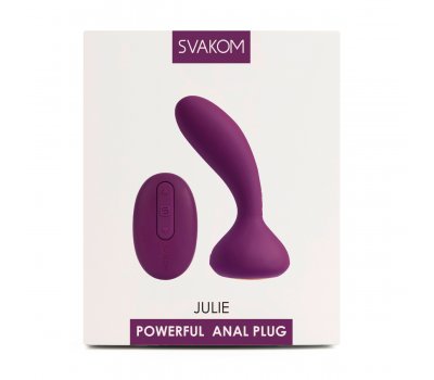 Анальный вибратор Svakom «Julie» с пультом дистанционного управления, фиолетовый, 10,2 см, Ø 2,8 см Анальный вибратор Svakom «Julie» с пультом дистанционного управления, фиолетовый, 10,2 см, Ø 2,8 см