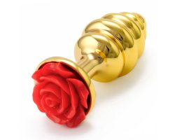 Рифленая золотая пробка с красной розой S, Ø 2,9 см Рифленая золотая пробка с красной розой S, Ø 2,9 см