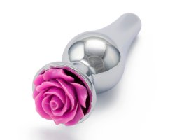Серебристая пробка с розовой розой S, Ø 3,2 см, 10,2 см Серебристая пробка с розовой розой S, Ø 3,2 см, 10,2 см