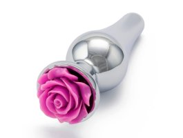 Серебристая пробка с розовой розой S, Ø 3,2 см, 10,2 см