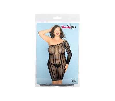 Платье-сетка и стринги CANDY GIRL NIKKI, черный, 2XL