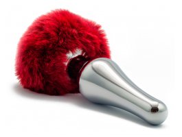 Пробка с малиновым хвостиком кролика Silver L, Ø 3,8 см-foto2