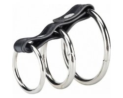 Хомут на пенис с тремя металлическими кольцами