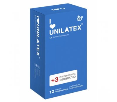 Презервативы Unilatex Natural Plain 12+3 шт., классические Презервативы Unilatex Natural Plain 12+3 шт., классические