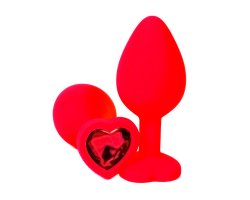 Красная силиконовая пробка с красным стразом-сердцем S, Ø 2,5 см