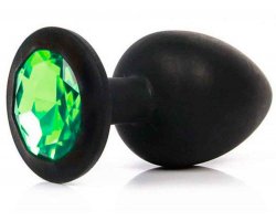Черная силиконовая пробка с зеленым стразом S, Ø 2,5 см