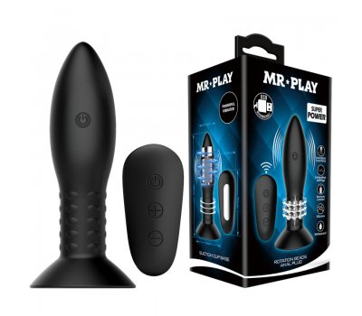 Анальная пробка «Mr.Play» с вибрацией и ротацией с беспроводным управлением