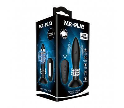 Анальная пробка «Mr.Play» с вибрацией и ротацией с беспроводным управлением