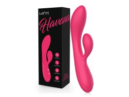 Вибратор WINYI «HAVANA» с клиторальным стимулятором, розовый, 19,6 см,  Ø 3,5