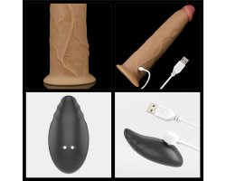 Двухслойный перезаряжаемый ротатор на присоске Platinum Silicone, 22,8 см, Ø 4,9 см-foto14