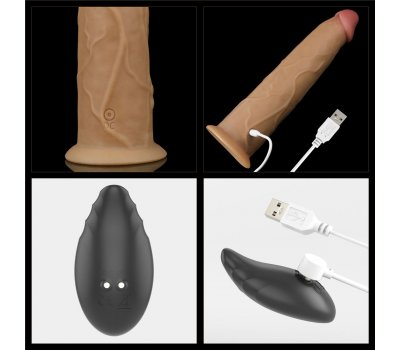 Двухслойный перезаряжаемый ротатор на присоске Platinum Silicone, 22,8 см, Ø 4,9 см