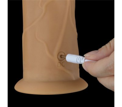 Двухслойный перезаряжаемый ротатор на присоске Platinum Silicone, 22,8 см, Ø 4,9 см