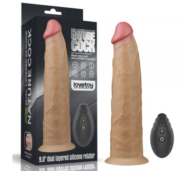 Двухслойный перезаряжаемый ротатор на присоске Platinum Silicone, 22,8 см, Ø 4,9 см