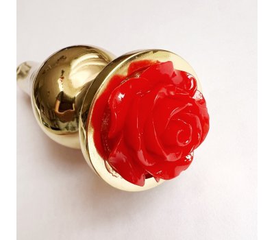 ДЕФФЕКТ Золотая пробка с красной розой M, Ø 3,4 см, 12 см ДЕФФЕКТ Золотая пробка с красной розой M, Ø 3,4 см, 12 см