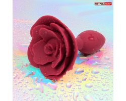 Анальная втулка из силикона с бордовой розой, Ø 3 см-foto2
