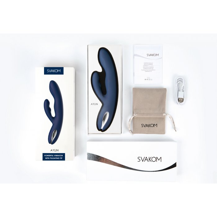 Вибратор Svakom «Aylin Dark Blue» с пульсирующей головкой, синий, 21,5 см, Ø 3,3 см-foto4