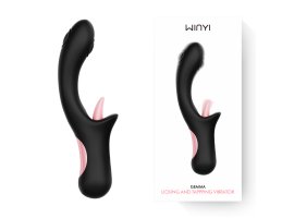Необычный вибратор WINYI «GEMMA», черный, 24,5 см, Ø 3,6 см