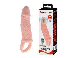 Увеличивающая вибронасадка на пенис с петлей под мошонку телесного цвета Penis Sleeve Carson + 3 см Увеличивающая вибронасадка на пенис с петлей под мошонку телесного цвета Penis Sleeve Carson + 3 см