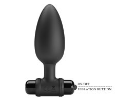 Анальная пробка черного цвета с вибрацией Vibrating Butt Plug, 11,8 см, Ø 3,8 см-foto3
