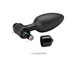 Анальная пробка черного цвета с вибрацией Vibrating Butt Plug, 11,8 см, Ø 3,8 см-foto6
