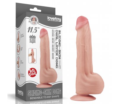 Реалистичный фаллоимитатор на присоске King Sized Sliding Skin Dual Layer Dong, 29 см, Ø 5,4 см