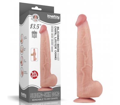 Реалистичный фаллоимитатор на присоске King Sized Sliding Skin Dual Layer Dong, 34 см, Ø 6,2 см