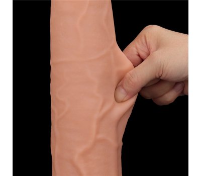 Реалистичный фаллоимитатор на присоске King Sized Sliding Skin Dual Layer Dong, 34 см, Ø 6,2 см