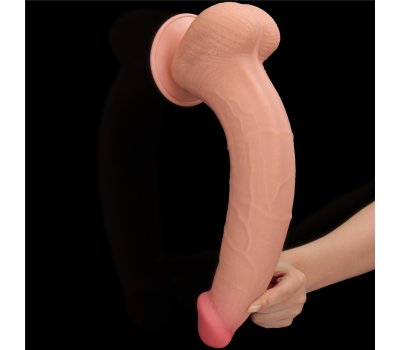 Реалистичный фаллоимитатор на присоске King Sized Sliding Skin Dual Layer Dong, 34 см, Ø 6,2 см